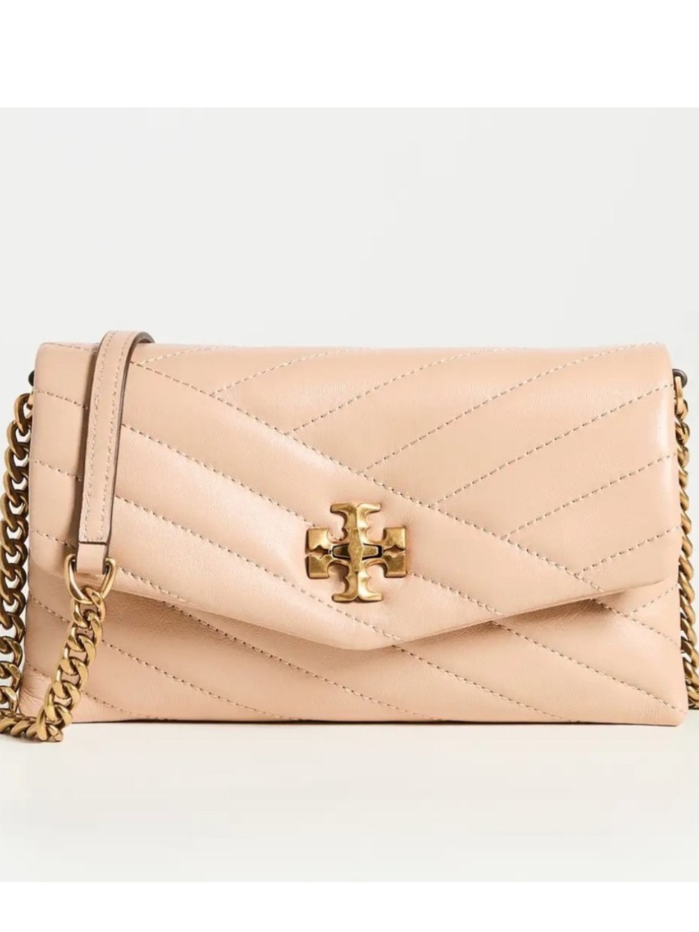 Tory Burch Chevron Quilted Crossbody in Blush Pink with Gold Hardware